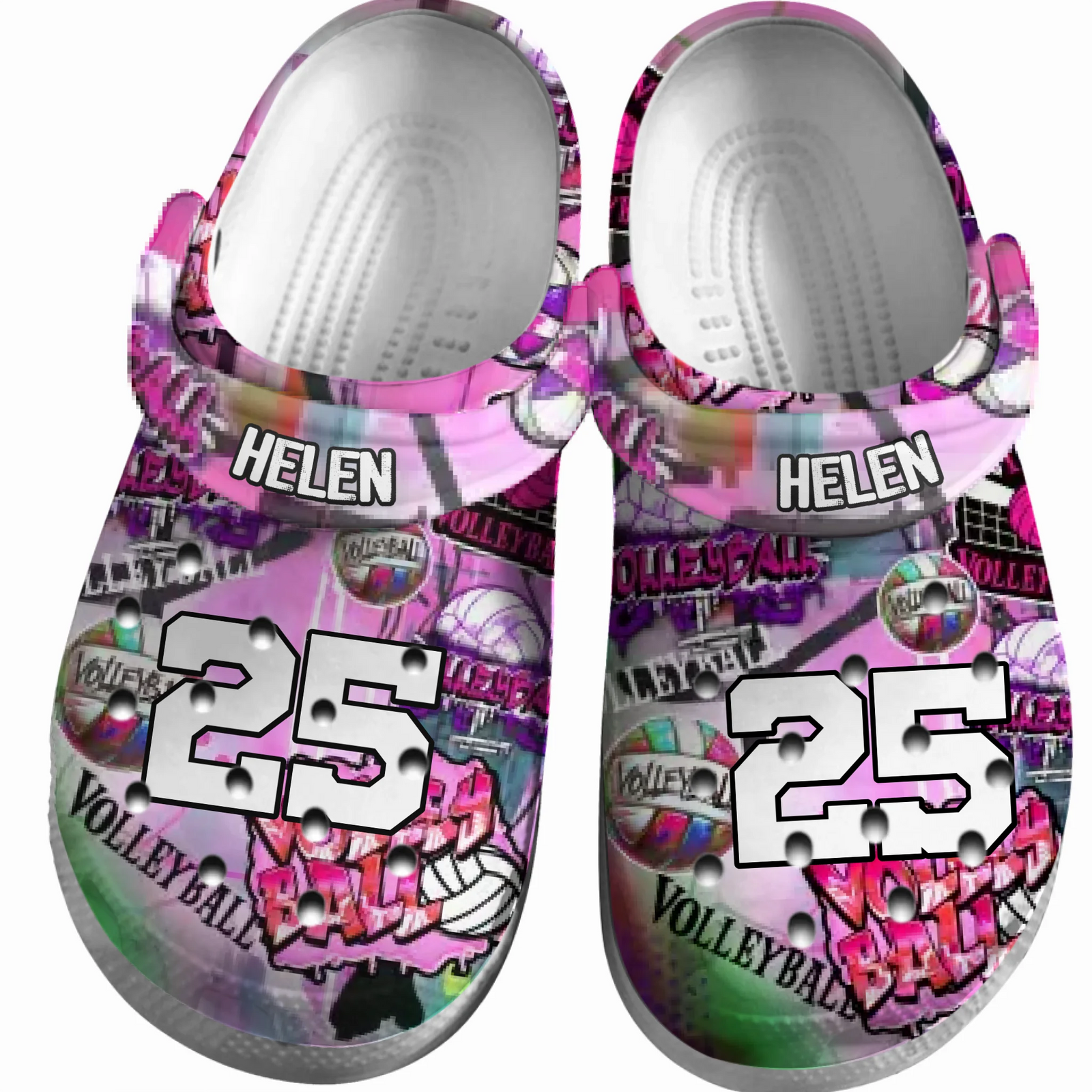 Volleyball Clogs Graffiti Art 01 Purple Pink Version Personalized Gift