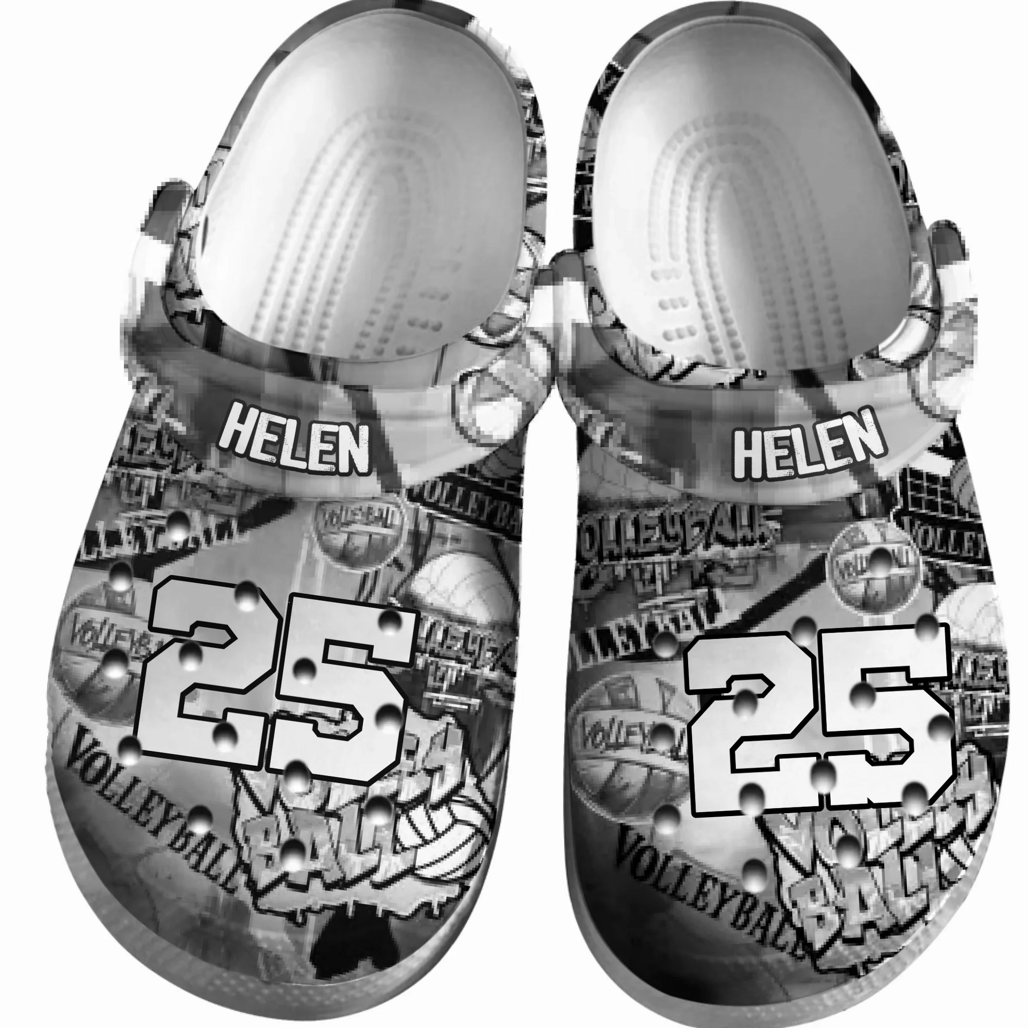Volleyball Clogs Graffiti Art 01 Gray Version Personalized Gift