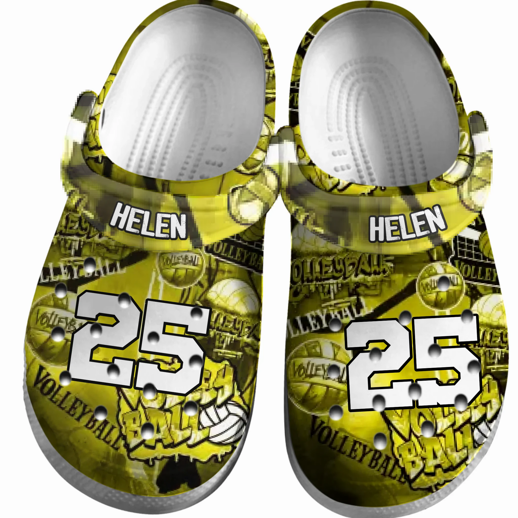 Volleyball Clogs Graffiti Art 01 Yellow Version Personalized Gift