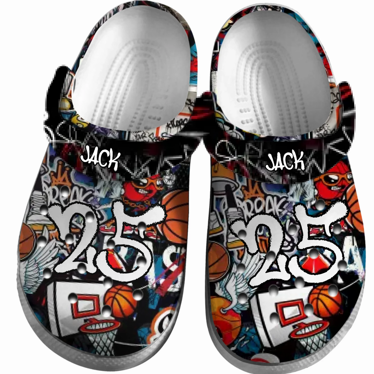 Street Graffiti Basketball Clogs 01