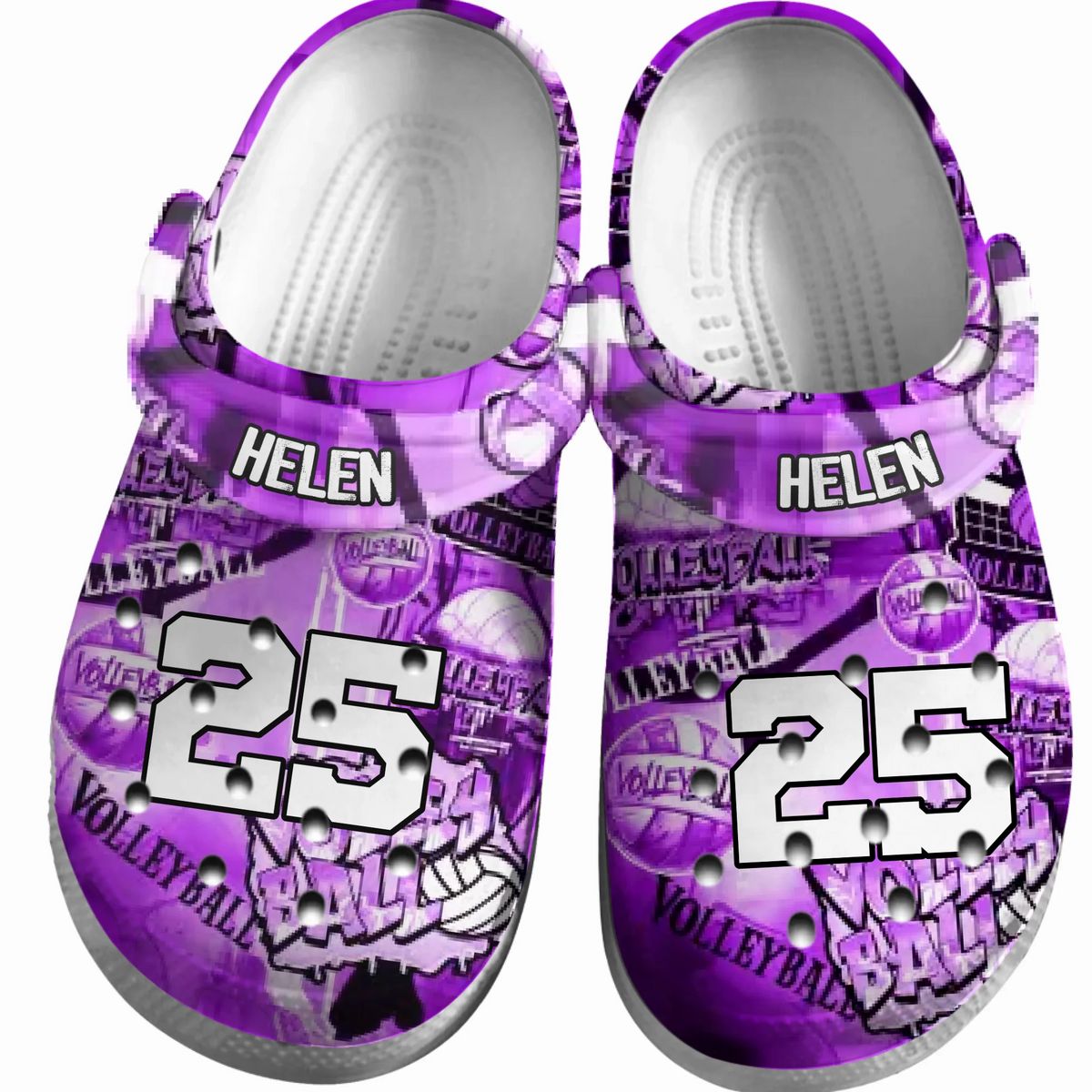 Volleyball Clogs Graffiti Art 01 Purple Version Personalized Gift