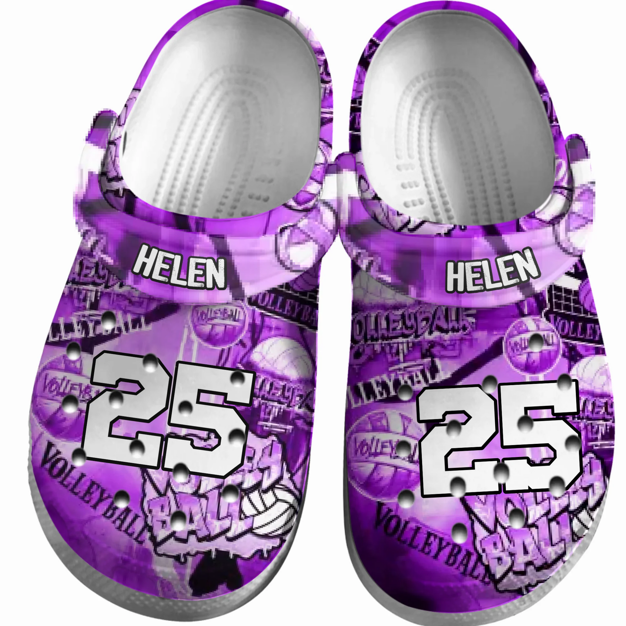 Volleyball Clogs Graffiti Art 01 Purple Version Personalized Gift