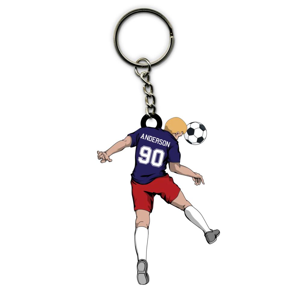 Soccer Keychain Player Header 01 Personalized Sport Gift